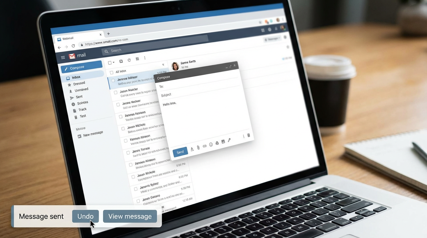 Spotting the “Undo” prompt before it disappears (web inbox)